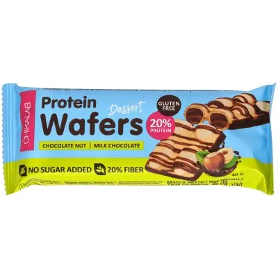 Батончик CHIKALAB Wafers глазированный вафельный Шоколадно-ореховый десерт, 40гр
