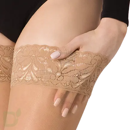 Чулки компрессионные прозрачные JW-212, 1 класс компрессии, Бежевые / Черные