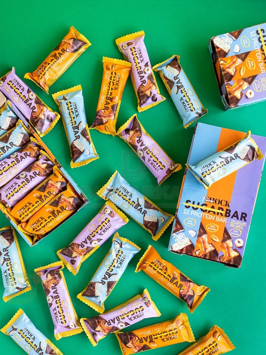 Батончик протеиновый FitnesShock Шоколадная карамель-фундук 50гр. в Казани