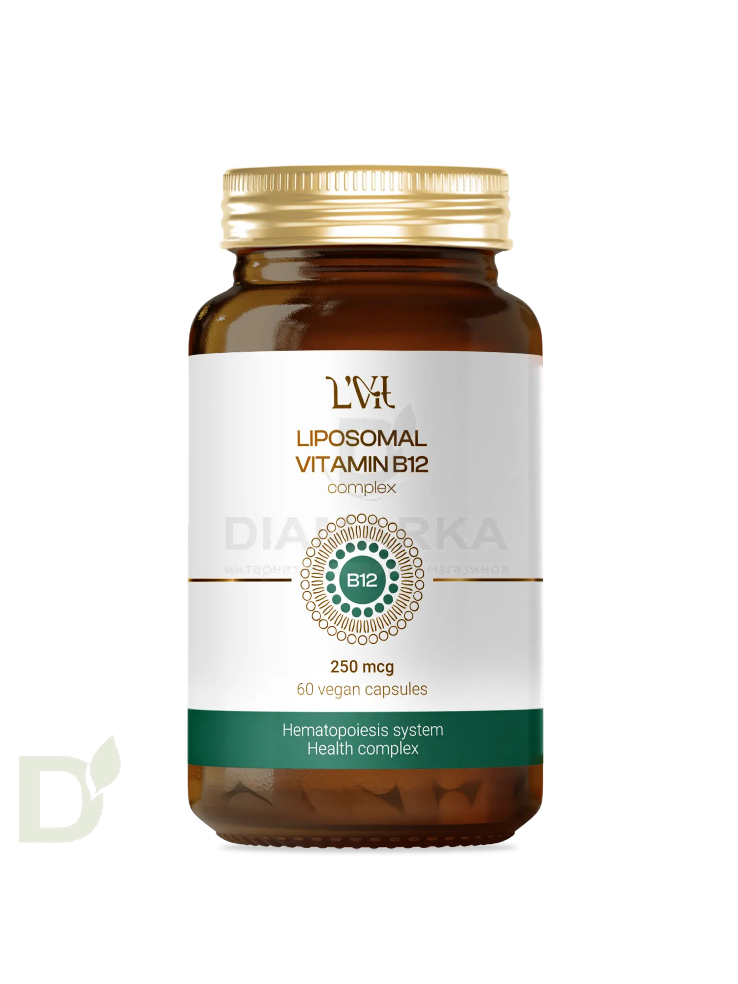 Витамины L'Vit Liposomal Vitamin B12+B9 complex, 250+200 мг в 1 капсуле, 60 капс в Казани