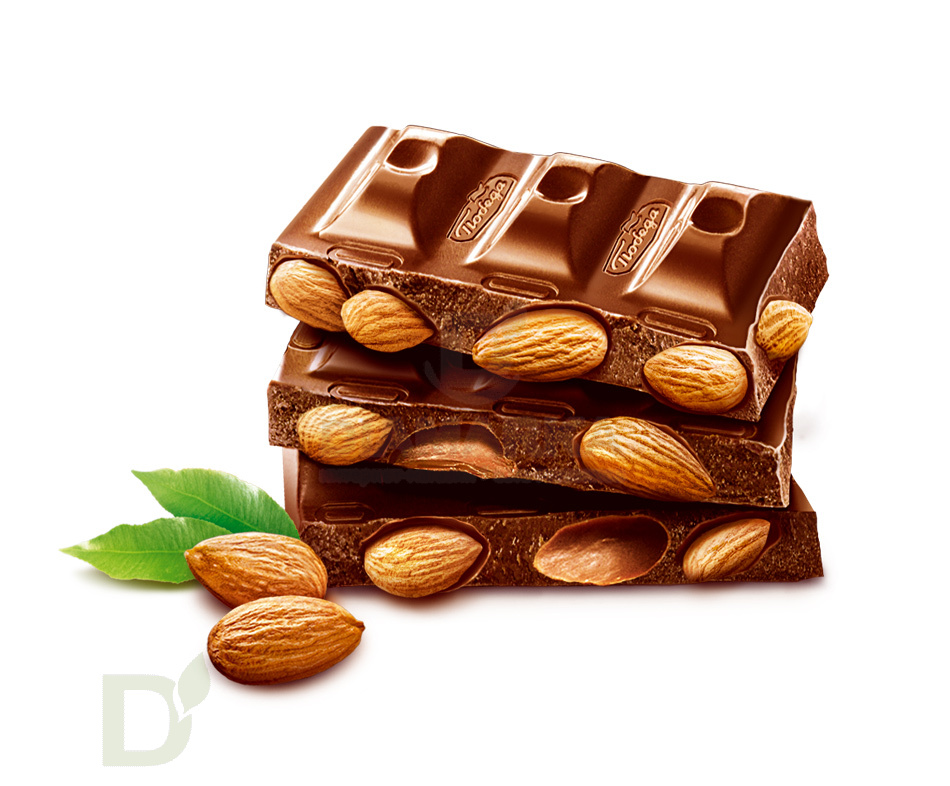 Шоколад  Победа Чаржед Темный с миндалем без сахара, 90г.