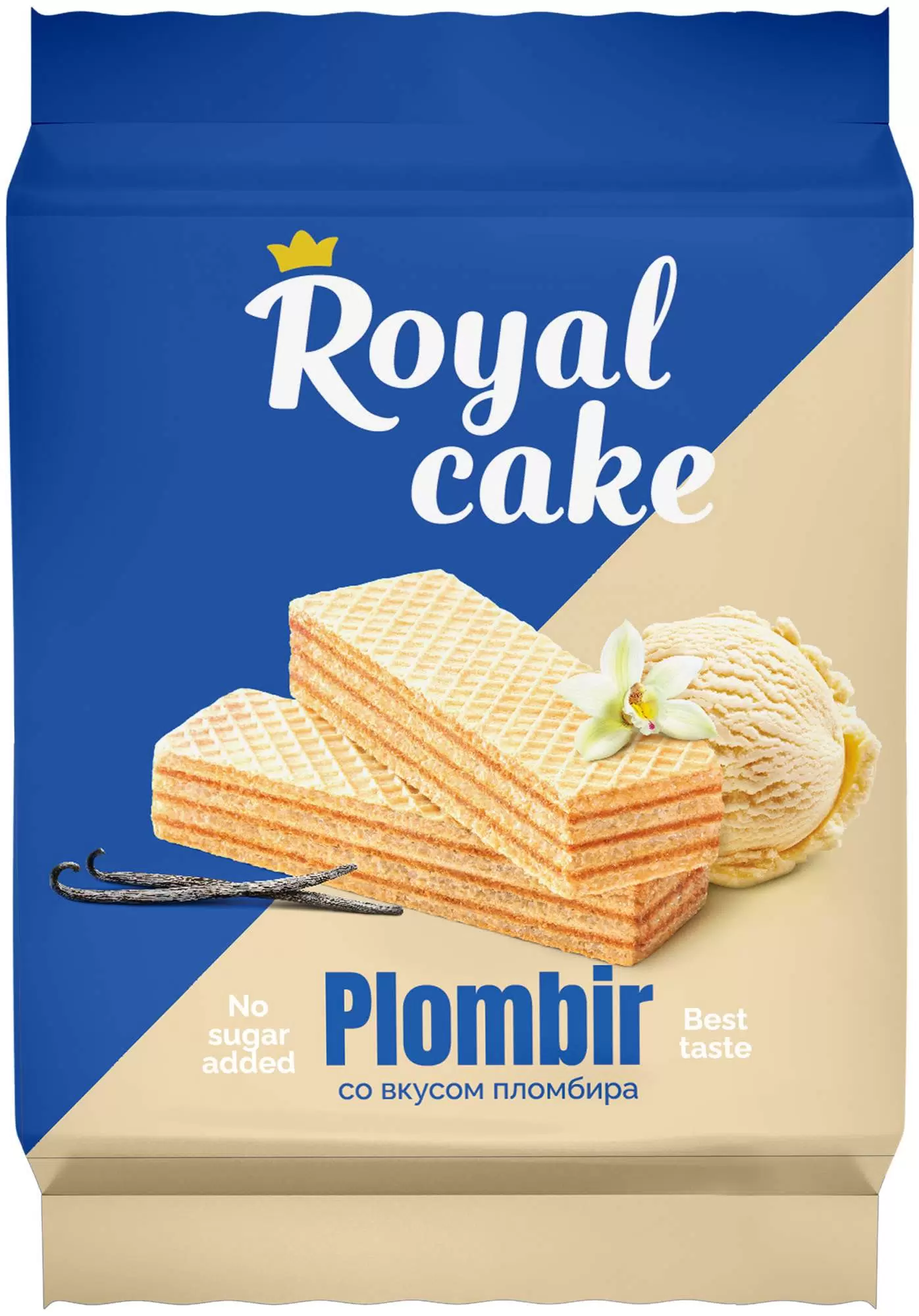 Вафли Royal cake со вкусом «ПЛОМБИР» без сахара, 120 г в Казани