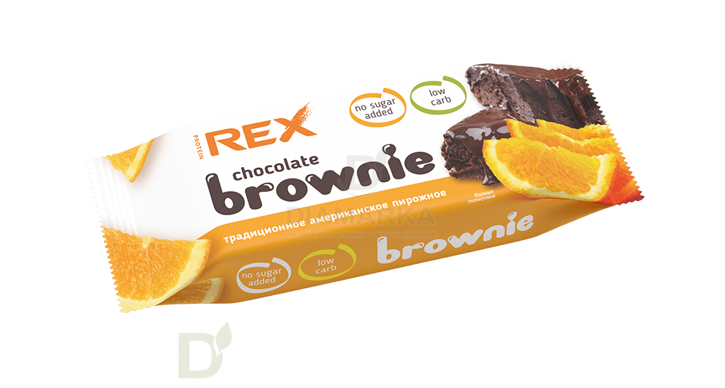 Пирожное ProteinRex протеиновое БЕЗ САХАРА, брауни апельсиновое, 50гр.