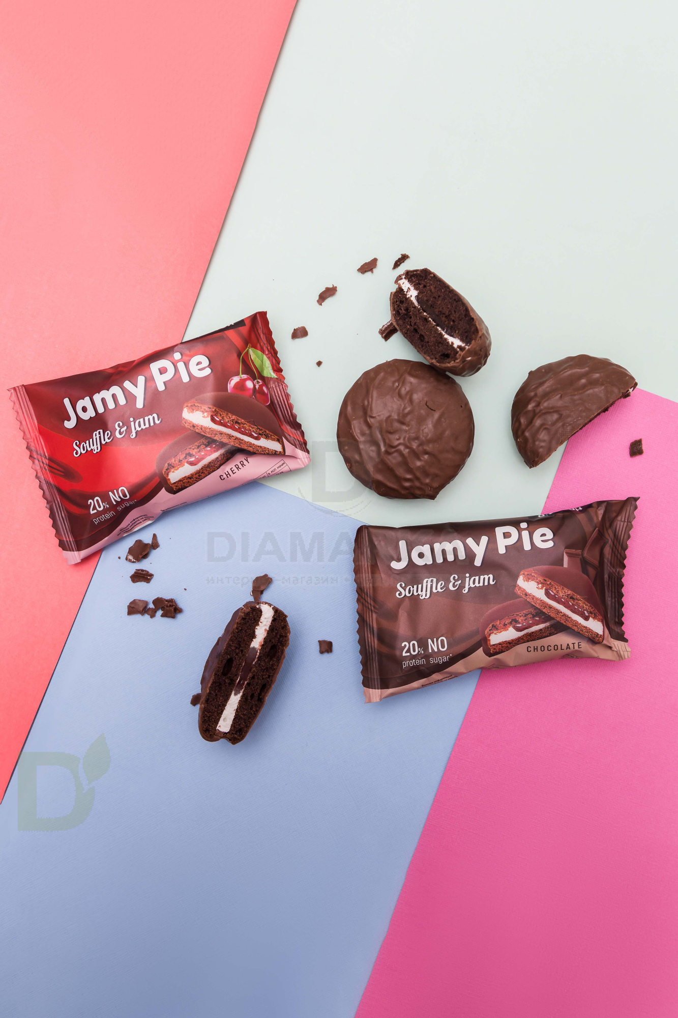 Печенье Ё/батон Jamy Pie протеиновое с суфле и джемом Апельсин 60гр