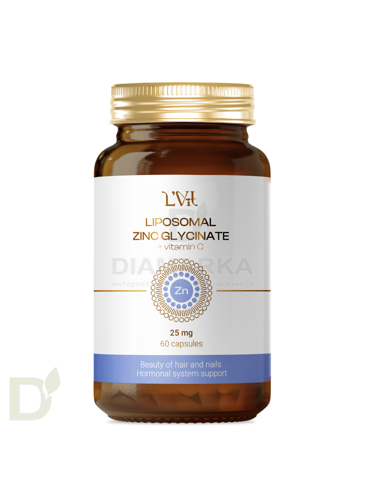 Витамины L'Vit Liposomal Zinc Glycinate + Vitamin C, 25 мг в 1 капсуле, 60 капс в Казани