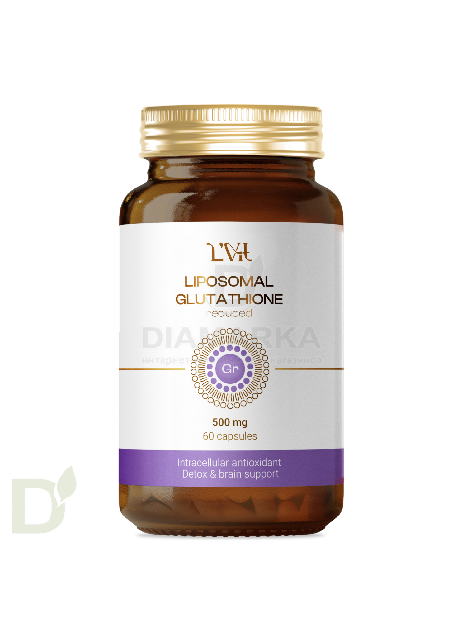Витамины L'Vit Liposomal Glutathione/Глутатион, 200 мг в 1 капсуле, 60 капс в Казани