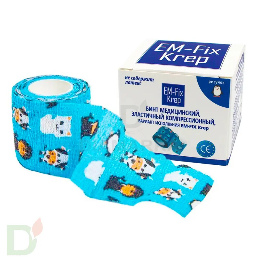 Бинт эластичный когезивный EM-fix krep Детский, 5см х 4,5м в Казани