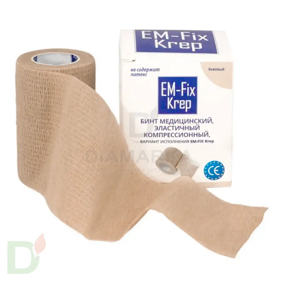 Бинт эластичный когезивный EM-Fix krep бежевый, 7,5 см х 4,5 м в Казани