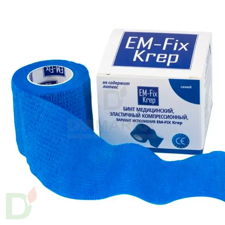 Бинт эластичный когезивный EM-fix krep Синий, 5 см х 4,5 м в Казани